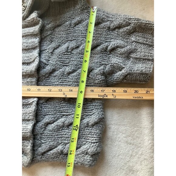 GAP Sz Small Cardigan Sweater High collar hand-knitted Cable Knit Wool Alpaca - Picture 4 of 12